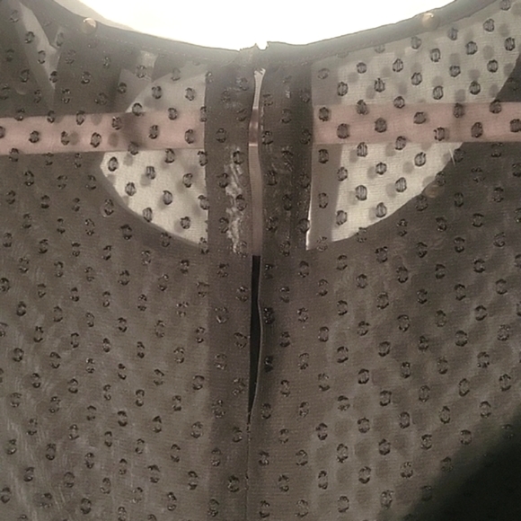 H&M Black Sheer Polka-Dot Blouse with Studs Around Neck, Size: 6 - Picture 7 of 8